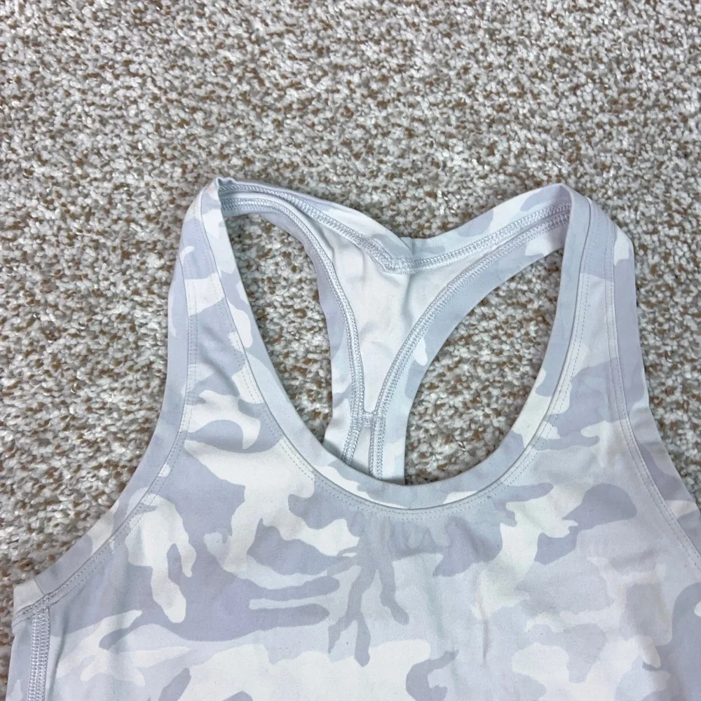 Lululemon Tank Top Womens Small Gray White Camo Racerback Athletic Workout Gym